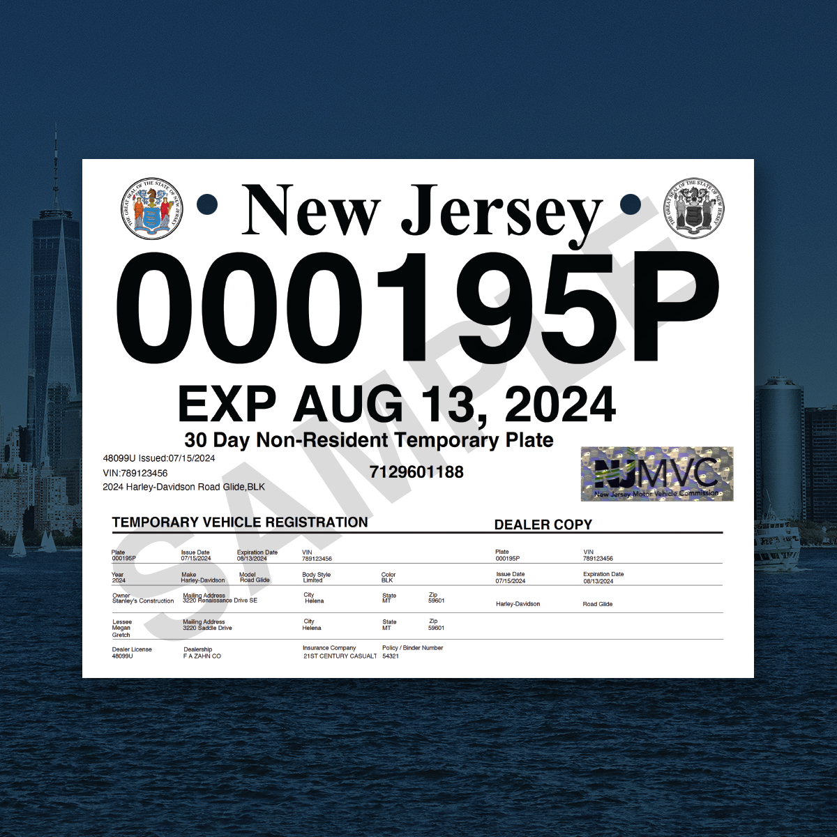 NJ Approves REVLAR for Temporary Plates