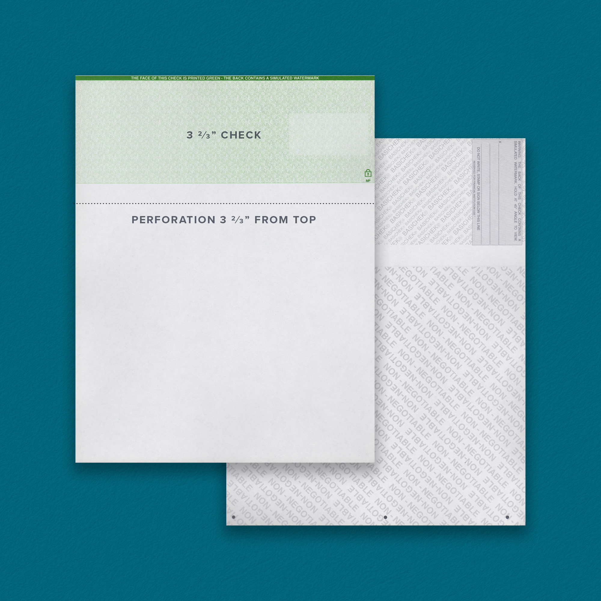 BASICHEK Green Top Check 1 Perf (2,500 checks)