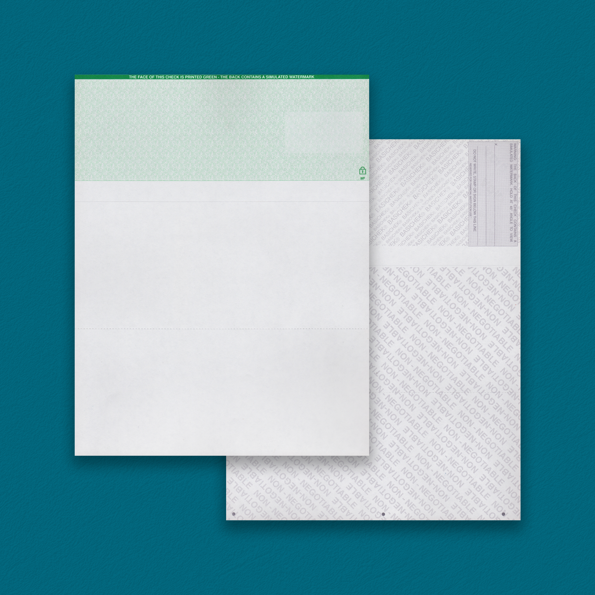 BASICHEK Green Top Check 2 Perfs (2,500 checks)