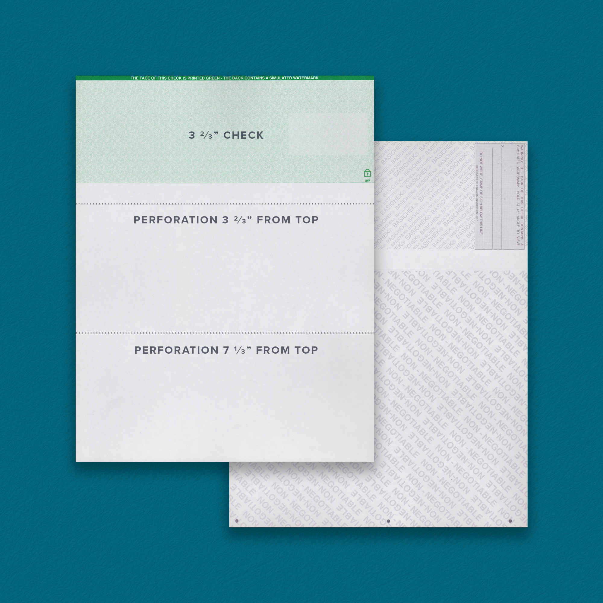 BASICHEK Green Top Check 2 Perfs (2,500 checks)
