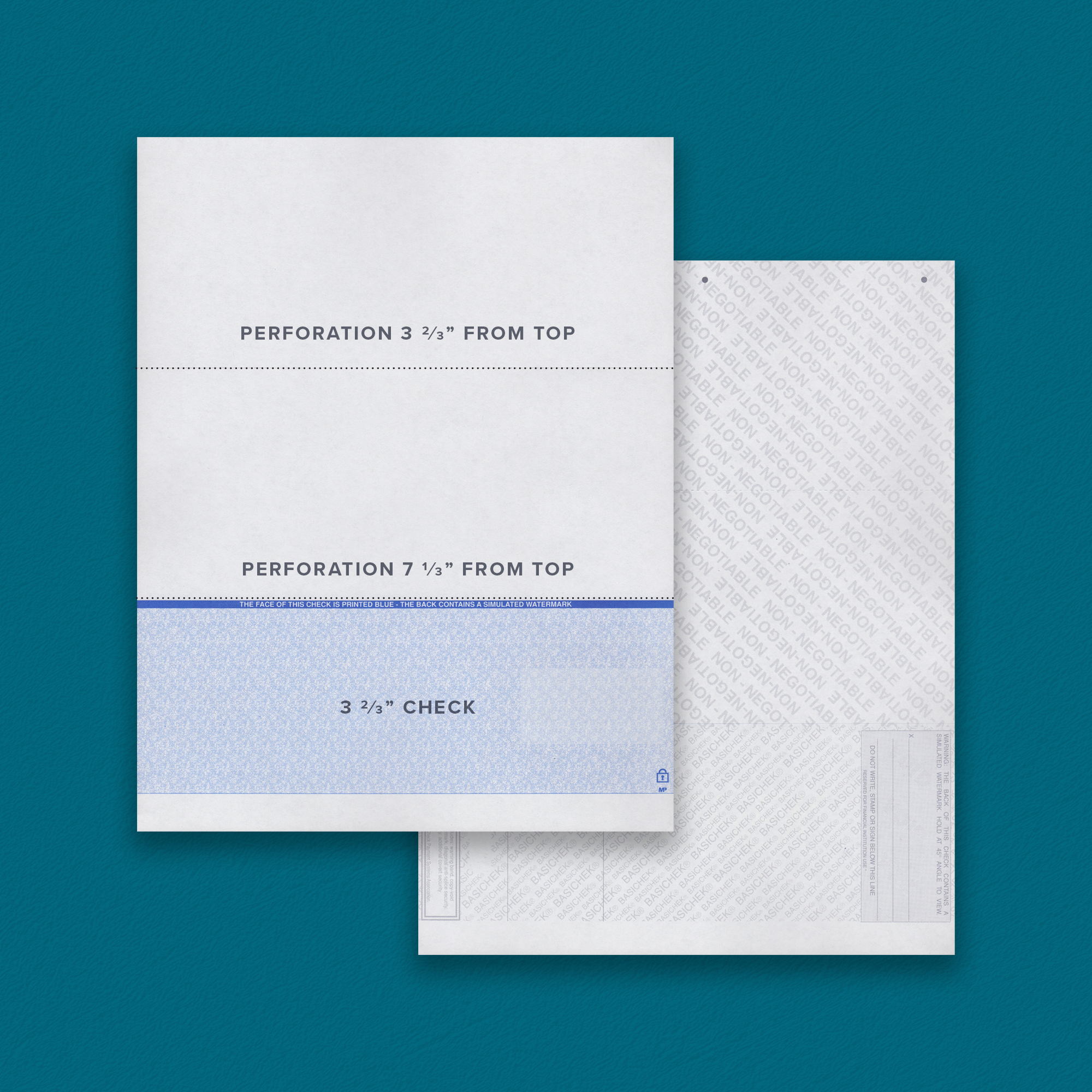 BASICHEK Blue Bottom Check 2 Perfs (500 checks)
