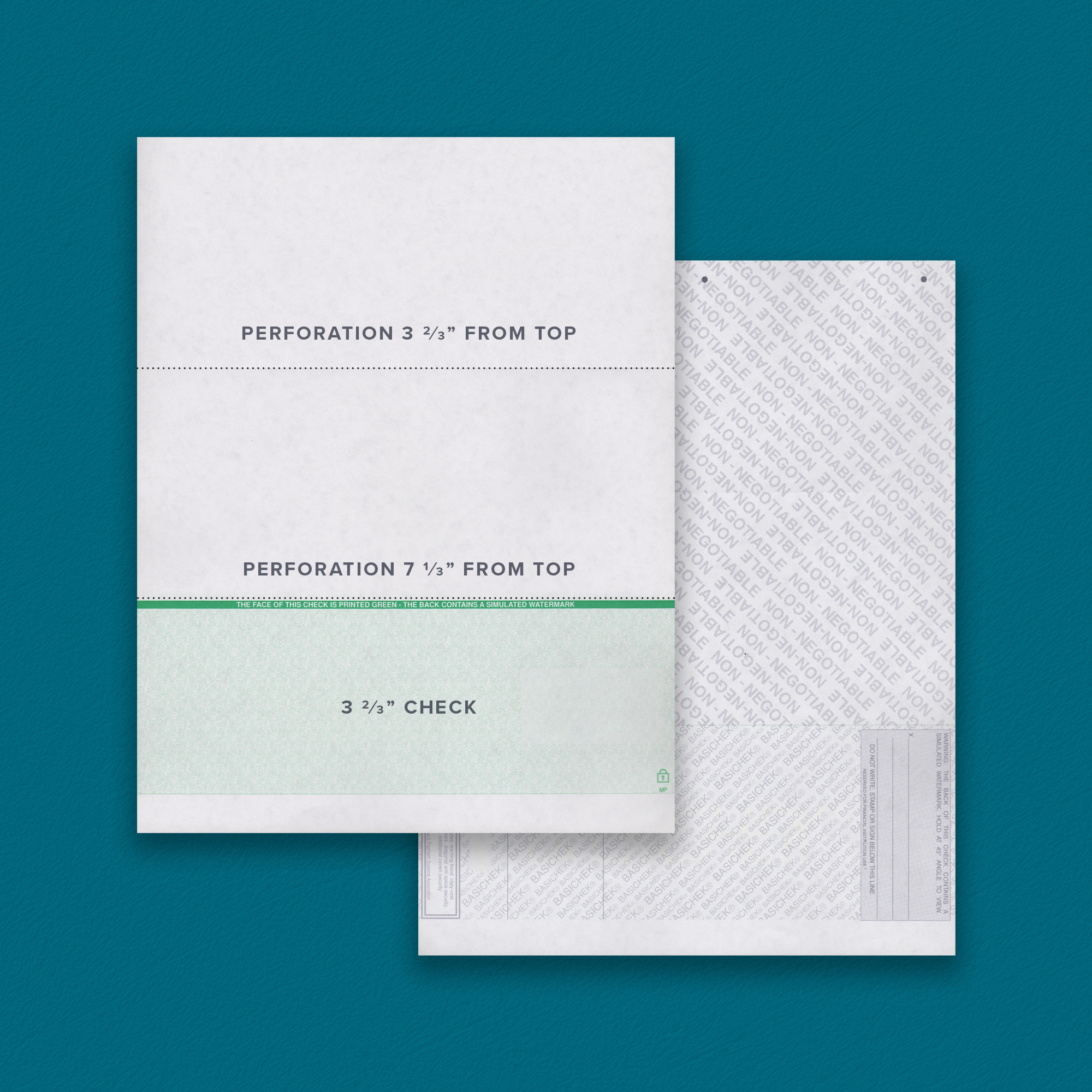 BASICHEK Green Bottom Check 2 Perfs (500 checks)
