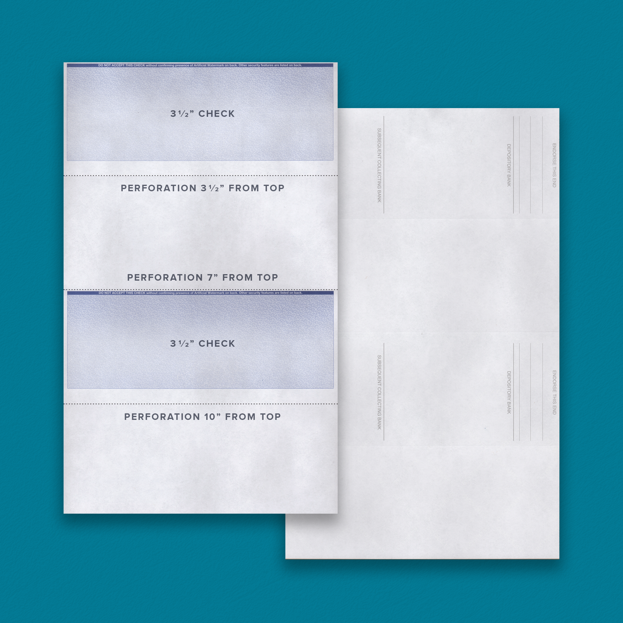 BFI 8.5" x 14" Blue Top 2 Checks 3 Perfs (2,000 checks)