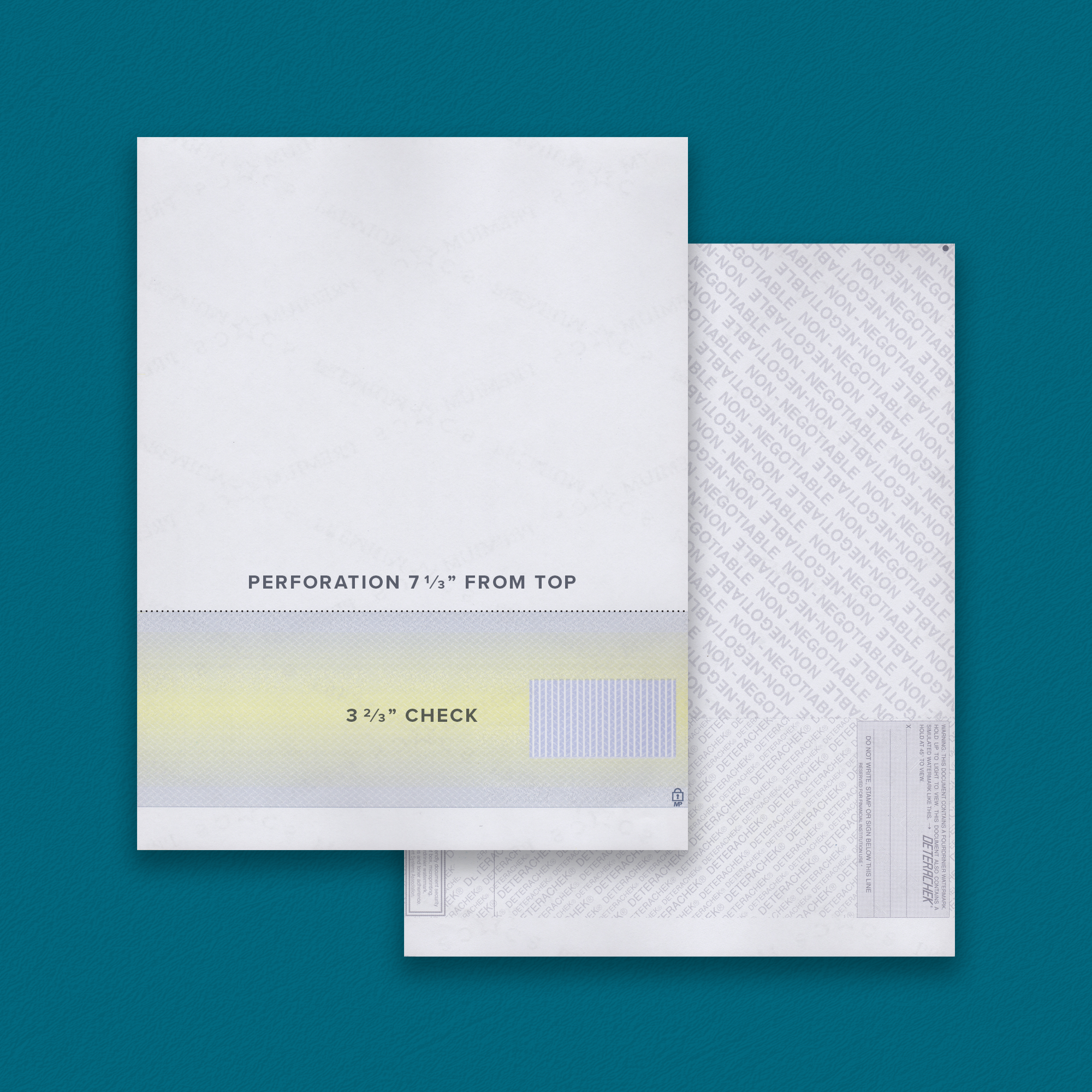 DETERACHEK Blue/Yellow Bottom Check 1 Perf (2,500 checks)