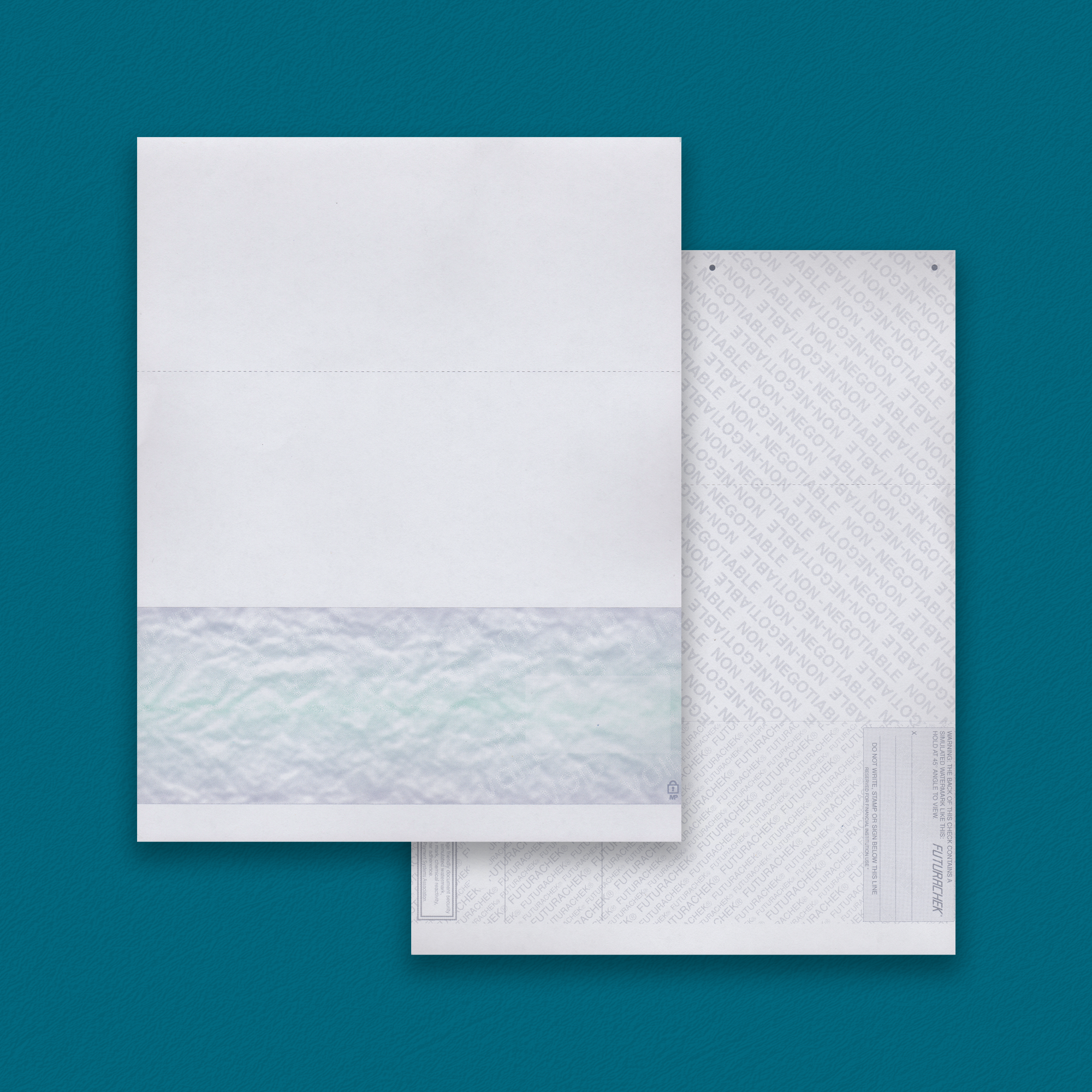 FUTURACHEK Green/Gray Bottom Check 2 Perfs (2,500 checks)