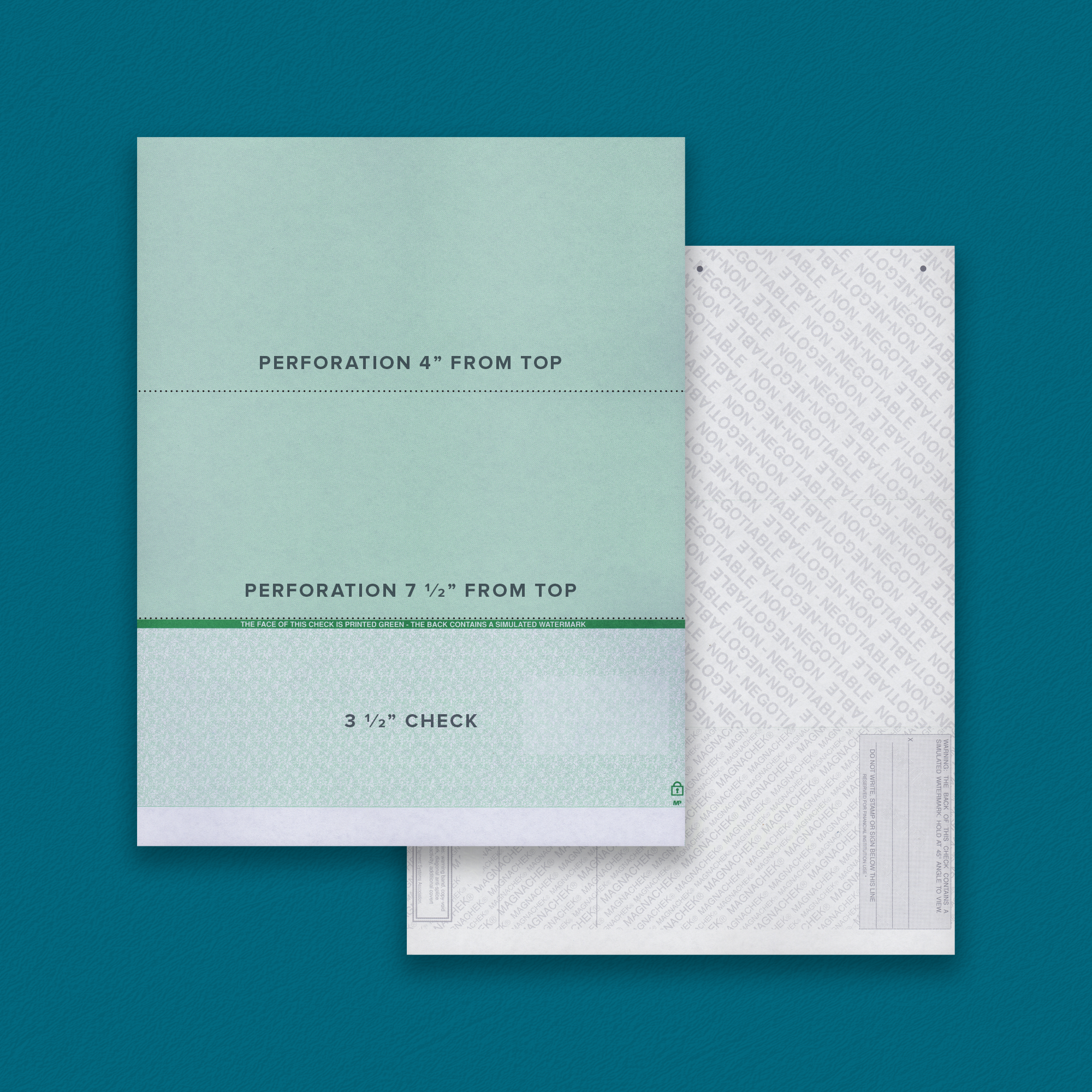 MAGNACHEK Green Bottom Check 2 Perfs (2,500 checks)