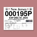 New Jersey REVLAR® Temporary License Plate - (100 sheets)